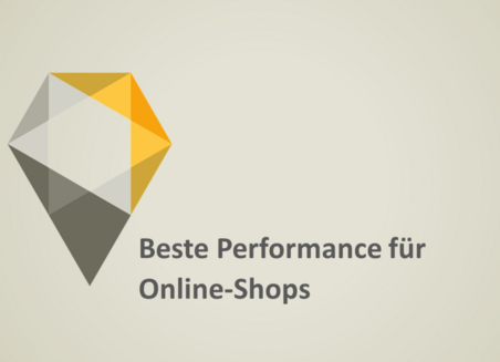 Auf grauem Grund steht der Schriftzug: Beste Performance für Online-Shops